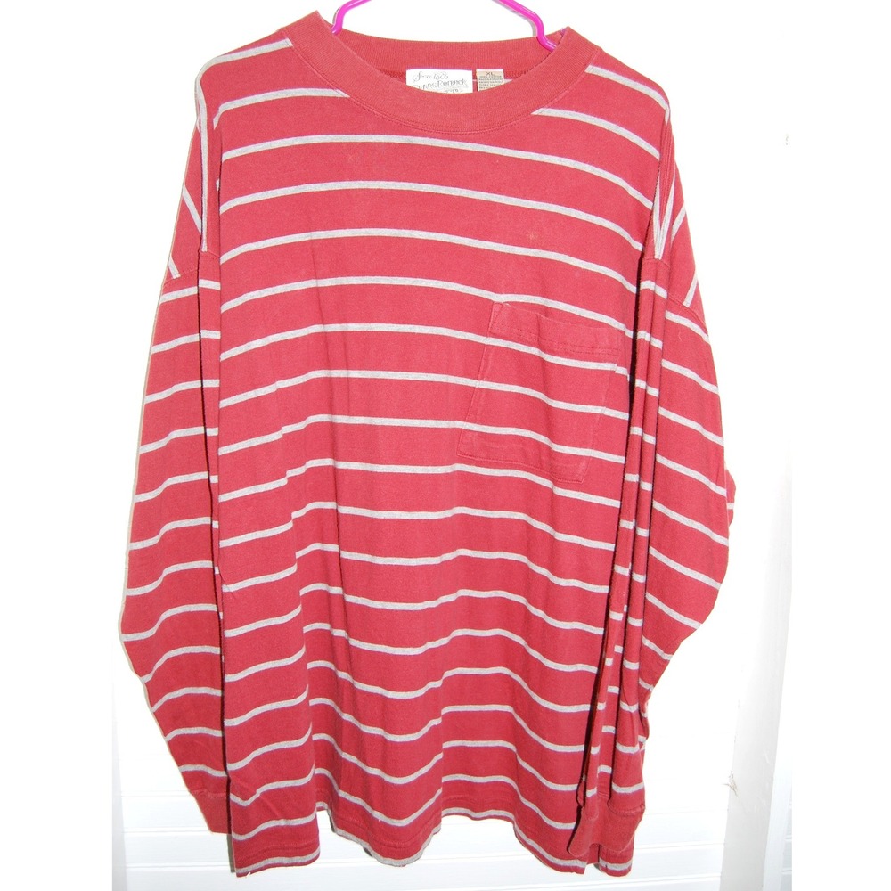 Vintage Sears Roebuck & Co. Long‎ Sleeve T-shirt Men's XL Red Gray Striped 90s